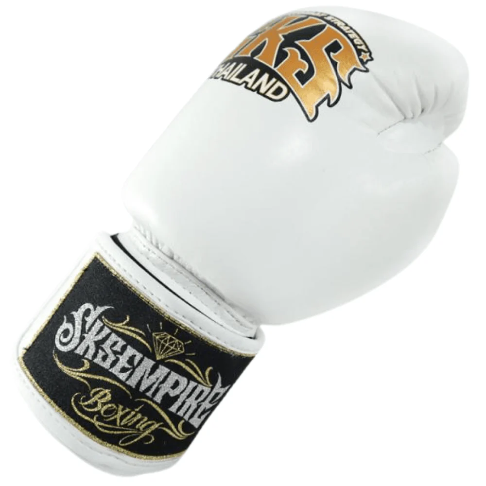 SKS White Muay Thai Boxing Gloves - Image 3
