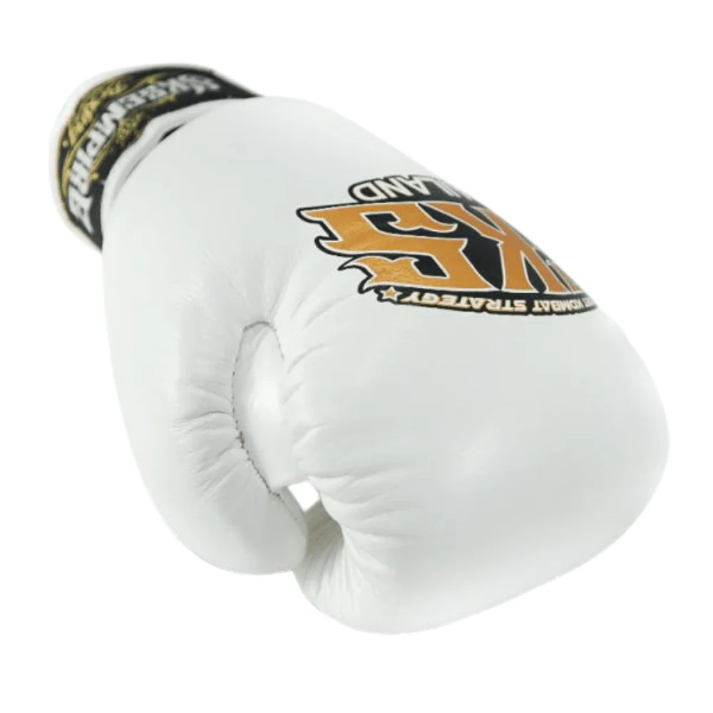SKS White Muay Thai Boxing Gloves - Image 4