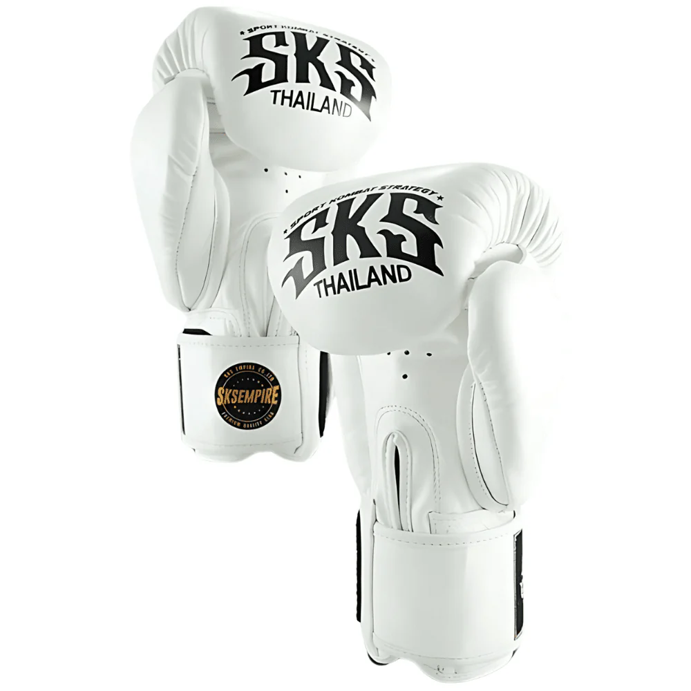 SKS White Sakyant Muay Thai Gloves - Image 3