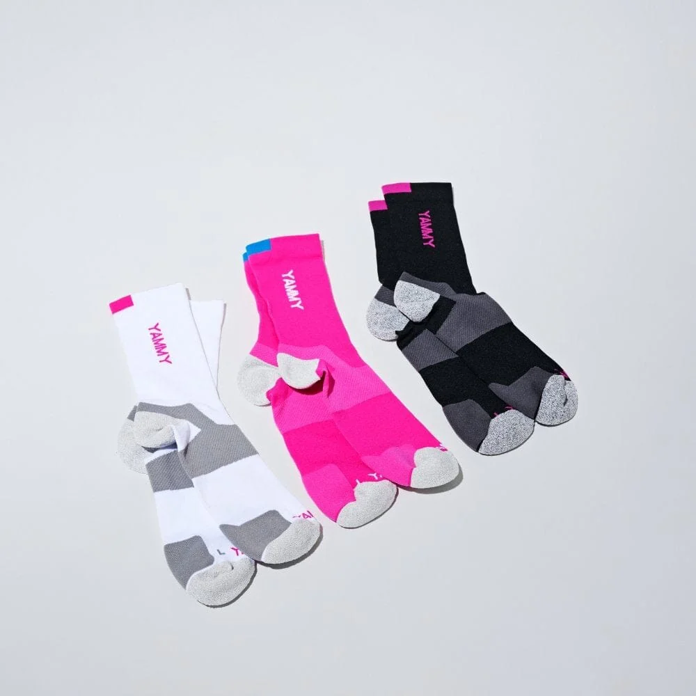 YAMMY Boxing White/Pink Flux Mid Tech Socks - Image 3